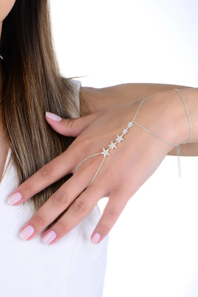 Gümüş rodyumlu zirkon taşlı kayan yıldızlar şahmeren SGTL13003RODAJ - Resim 3