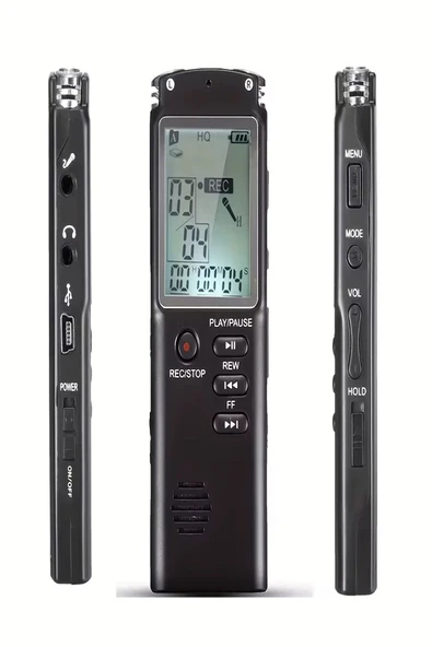 ULTRATEKNO Çift Mikrofonlu 32 GB Dijital Ses Kayıt Cihazı Led Ekranlı Çift Hoparlörlü KB40 Dinleme1 Cihazı