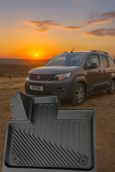 Black Gold Peugeot Rifter 2018+ Uyumlu 3D Oto Paspas Premium - Resim 2