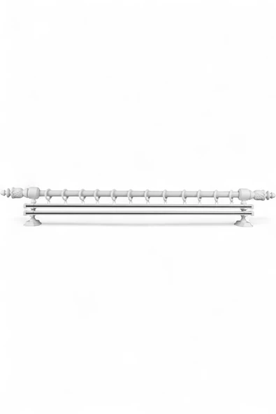 Twins Decorative Modern Demonte Başlıklı Beyaz Çift Raylı Ahşap Rustik Perde Askısı - 100 CM - Resim 2