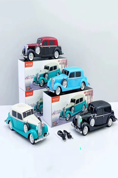 ULTRATEKNO WS-1934 Pontiac Sedan Diecast Araba Bluetooth Hoparlör Işıklı, FM Radyo ve USB Destekli Müzik Kutusu - Resim 6