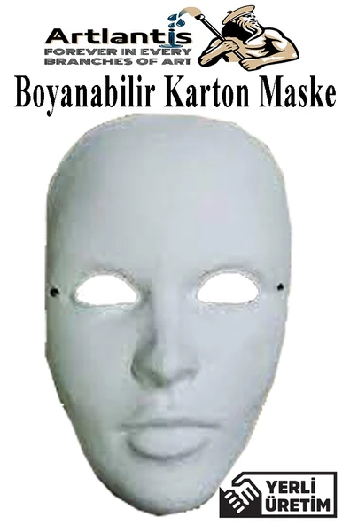 Maske Boyama 1 Adet Boyanabilir Karton Maske Lastikli İnsan Yüzü Suratı Yerli Üretim Okul Sınıf Etkinlikleri Hobi