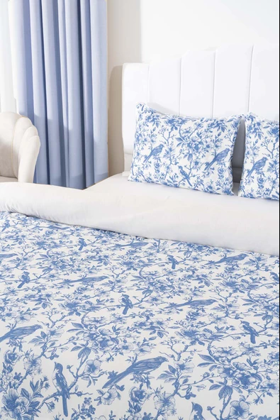 Nova Mavi Çift Kişilik Nevresim Takımı Pamuklu - Resim 4