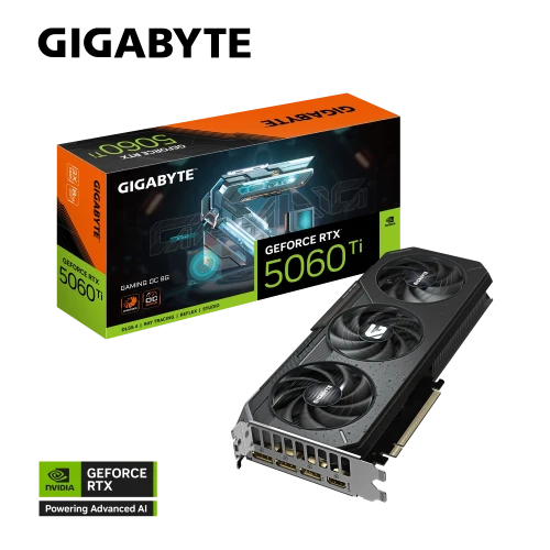 GIGABYTE GV-N506TGAMING OC-8GD, RTX5060TI, GAMING OC, 8Gb, GDDR7, 128BIT, 3 Fanli, 1xHDMI, 3xDP, GAMING Ekran KARTI ürün görseli