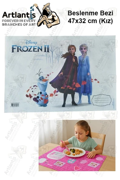 Beslenme Bezi Kız Modeli Yıkanabilir 32x47 cm 1 Adet Beslenme Örtüsü Okul Öncesi Kreş Anasınıfı İlkokul İçin İdeal - 2