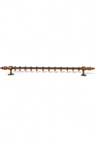 Twins Decorative Modern Demonte Başlıklı Ceviz Raysız Ahşap Rustik Perde Askısı - 125 CM - Resim 2