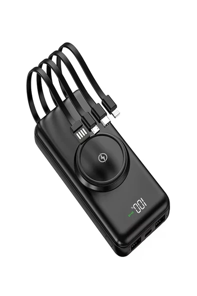 ULTRATEKNO 10000 mAh Powerbank | Kablosuz Şarj | 3’ü 1 Arada Kablo | LED Gösterge | Type-C / Micro / iOS Uyumlu - 2