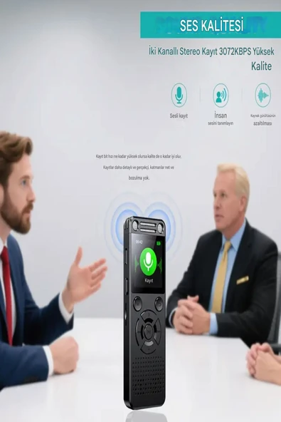 ULTRATEKNO HS32 75 Saat Kesintisiz Kayıt Ses Kayıt Cihazı1 Çift Mikrofonlu 96 GB Ev Işyeri Dinleme1 Cihazı - Resim 7