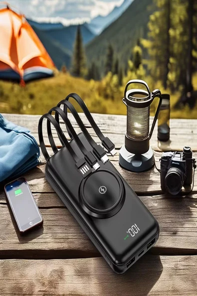 ULTRATEKNO 10000 mAh Powerbank | Kablosuz Şarj | 3’ü 1 Arada Kablo | LED Gösterge | Type-C / Micro / iOS Uyumlu - 3