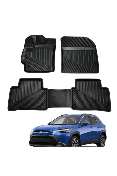 Black Gold Toyota Corolla Cross Hybrid 2022+ 3D Havuzlu Oto Paspas Premium - Resim 3