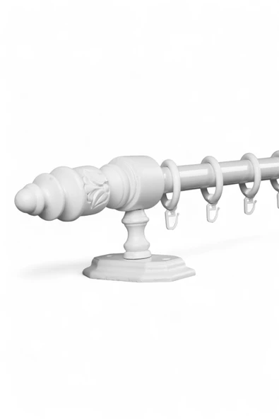 Twins Decorative Modern Demonte Başlıklı Beyaz Raysız Ahşap Rustik Perde Askısı - 225 CM ürün görseli 1