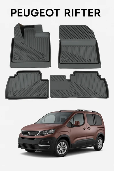 Black Gold Peugeot Rifter 2018+ Uyumlu 3D Oto Paspas Premium - Resim 3