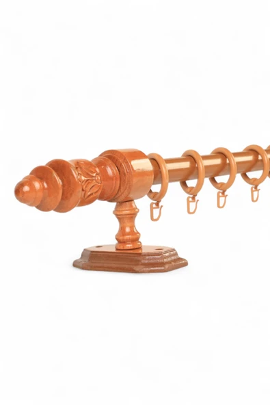 Twins Decorative Modern Demonte Başlıklı Meşe Raysız Ahşap Rustik Perde Askısı - 275 CM ürün görseli 1