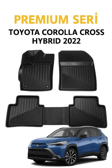 Black Gold Toyota Corolla Cross Hybrid 2022+ 3D Havuzlu Oto Paspas Premium ürün görseli
