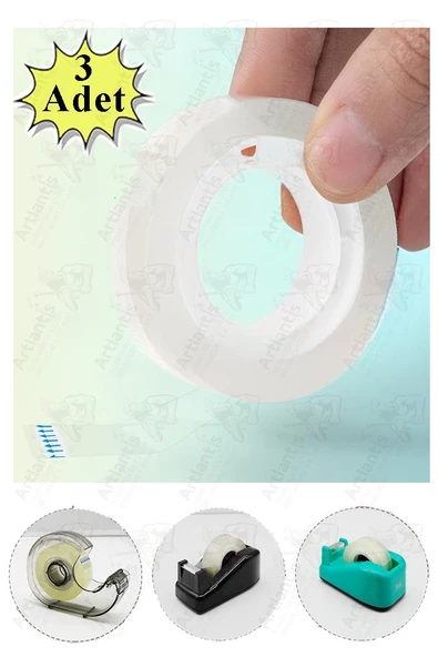 Şeffaf Para Bandı 12mm x 33 Metre 3 Adet Artlantis Şeffaf Okul Ofis Kırtasiye Bantı Yüksek Kaliteli Paketleme Bandı