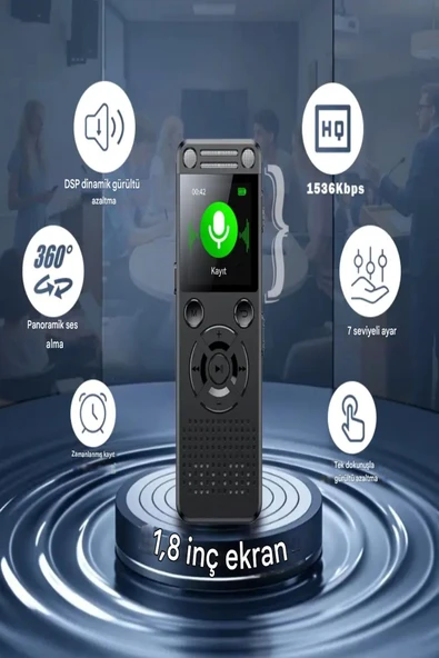 ULTRATEKNO HS-32 Profesyonel Metal Ses Kayıt Cihazı 96GB Çift Hoparlör, Kristal Mikrofon, Gürültü Azaltma - Resim 8