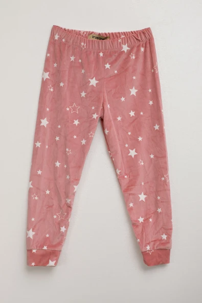 Kız Çocuk Yumuşak Kadife Dokulu Pembe Pijama Altı ürün görseli