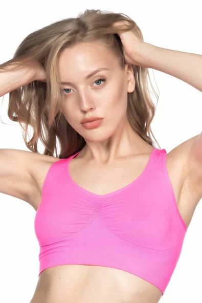 NEON FUŞYA MI Emay 4001 Soft Sporcu Büstiyer - Resim 2