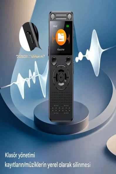 ULTRATEKNO HS-32 Profesyonel Metal Ses Kayıt Cihazı 96GB Çift Hoparlör, Kristal Mikrofon, Gürültü Azaltma - Resim 5