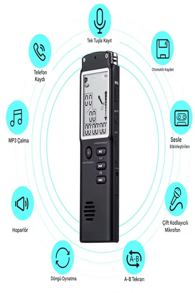 ULTRATEKNO PKB40 Ses Kayıt Cihazı Çift Mikrofonlu Mikrofonlu 32 Gb Ev Işyeri Dinleme1 Cihazı - 7