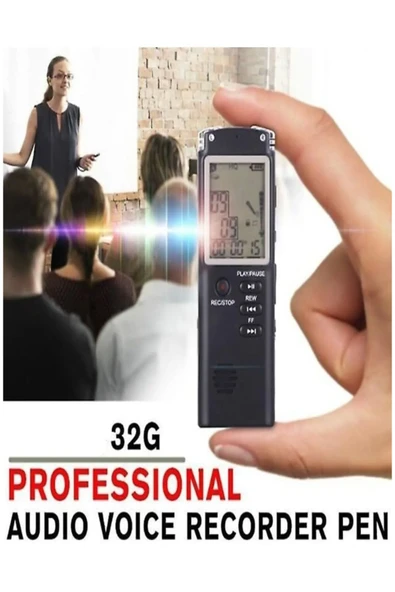 ULTRATEKNO Çift Mikrofonlu 32 GB Dijital Ses Kayıt Cihazı Led Ekranlı Çift Hoparlörlü KB40 Dinleme1 Cihazı - 4