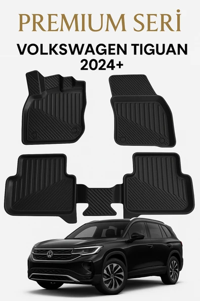 Black Gold Volkswagen Tiguan 2024+ Uyumlu 3D Oto Paspas Premium ürün görseli