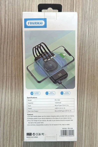 ULTRATEKNO 10000 mAh Powerbank | Kablosuz Şarj | 3’ü 1 Arada Kablo | LED Gösterge | Type-C / Micro / iOS Uyumlu - 7