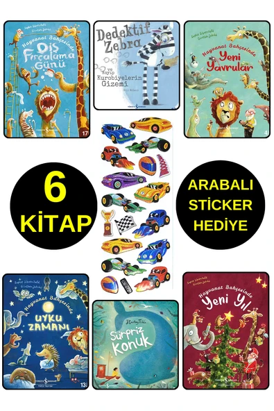 ARABALI STİCKER HEDİYELİ - OKUL ÖNCESİ RESİMLİ KİTAPLAR  - HAYVANAT BAHÇESİNDE DİŞ FIRÇALAMA GÜNÜ ürün görseli