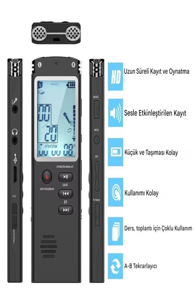 ULTRATEKNO PKB40 Ses Kayıt Cihazı Çift Mikrofonlu Mikrofonlu 32 Gb Ev Işyeri Dinleme1 Cihazı - 2