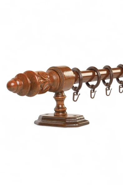 Twins Decorative Modern Demonte Başlıklı Ceviz Raysız Ahşap Rustik Perde Askısı - 125 CM ürün görseli