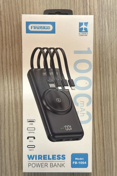 ULTRATEKNO 10000 mAh Powerbank | Kablosuz Şarj | 3’ü 1 Arada Kablo | LED Gösterge | Type-C / Micro / iOS Uyumlu - 6