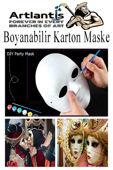 Maske Boyama 1 Adet Boyanabilir Karton Maske Lastikli İnsan Yüzü Suratı Yerli Üretim Okul Sınıf Etkinlikleri Hobi - 3