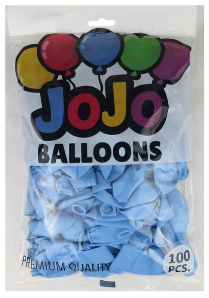 BALON DÜZ 12 İNC (JOJO BALLOONS)MAKARON MAVİ 100 ADET - Resim 2
