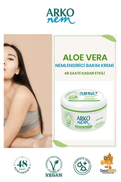 Arko Nem, Aloe Vera, Nemlendirici El ve Vücut Bakım Kremi - 300 ml x 3 adet - Resim 6