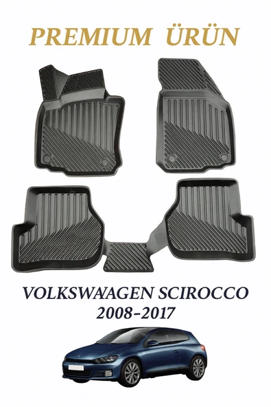 Black Gold Volkswagen Scirocco 2008-2017 Uyumlu 3D Oto Paspas Premium ürün görseli