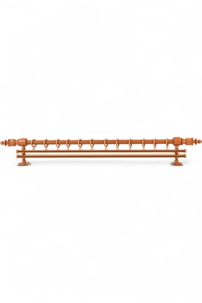 Twins Decorative Modern Demonte Başlıklı Meşe Çift Raylı Ahşap Rustik Perde Askısı - 175 CM - Resim 2