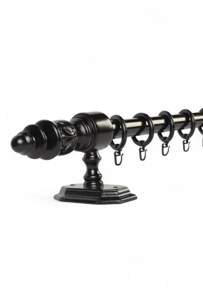 Twins Decorative Modern Demonte Başlıklı Siyah Raysız Ahşap Rustik Perde Askısı - 225 CM ürün görseli 1