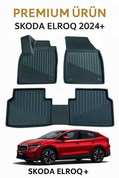 Black Gold Skoda Elroq 2024+ Uyumlu 3D Oto Paspas Premium ürün görseli