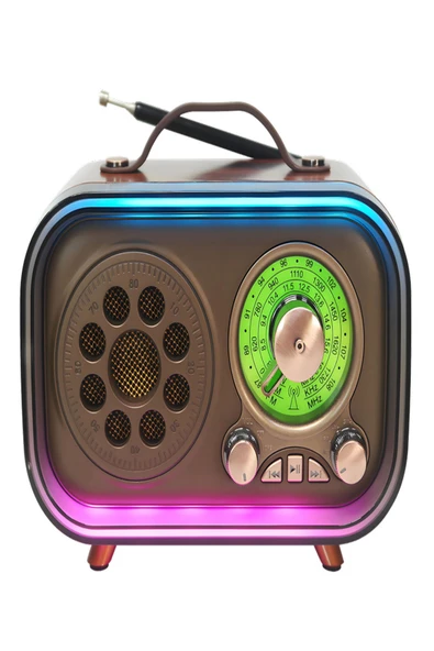 ULTRATEKNO M-1315BT Bluetooth Subwoofer'lı Retro Radyo Şarjlı 3 Band FM/AM/SW Vintage Hoparlör USB TF Destekli - 2