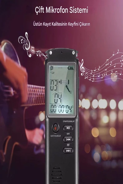 ULTRATEKNO Çift Mikrofonlu 32 GB Dijital Ses Kayıt Cihazı Led Ekranlı Çift Hoparlörlü KB40 Dinleme1 Cihazı - 5