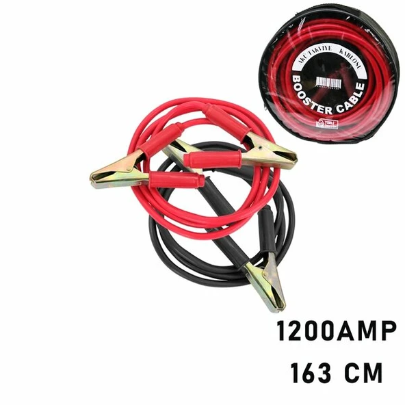 1200 AMPER AKÜ TAKVİYE KABLOSU 1.63MT - PENCERELİ BEZ ÇANTALI (5284) - Resim 3