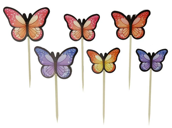 PASTA SÜSÜ KELEBEKLER 6 ADET - Resim 2