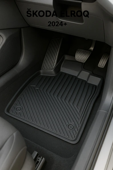 Black Gold Skoda Elroq 2024+ Uyumlu 3D Oto Paspas Premium - Resim 3