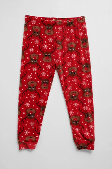 Kız Çocuk Yumuşak Kadife Dokulu Kırmızı Pijama Altı ürün görseli