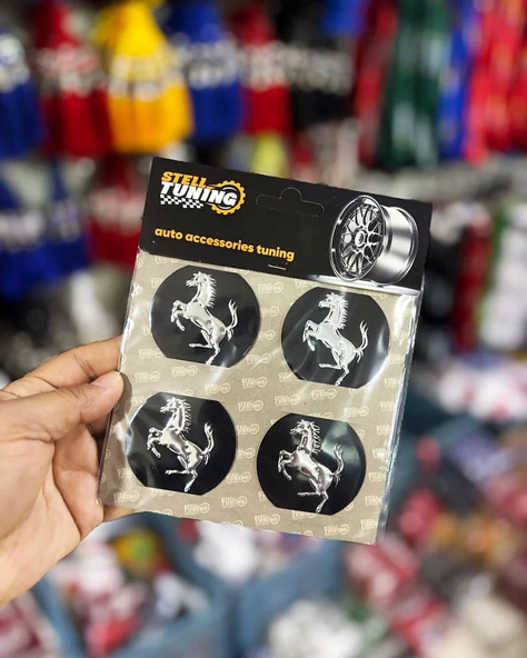 Universal Araç Uyumlu, Ferrari Jant Göbeği Arması, Sticker 4'lü Set 60mm - Resim 6