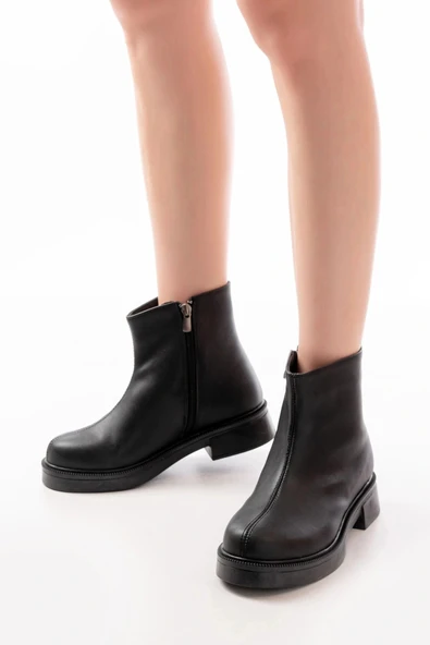 02-3033 Siyah Fermuarlı Günlük Kadın Bot - Resim 3