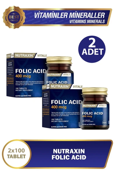 Nutraxin Folic Acid 400 mcg 100 Tablet 2 Adet ürün görseli 1