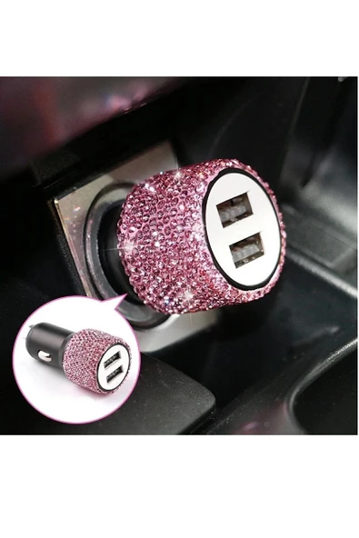 Gümüş Taşlı Çakmaklık Şarj Cihazı Usb Iphone Şarj Kablosu Hediyeli - 5