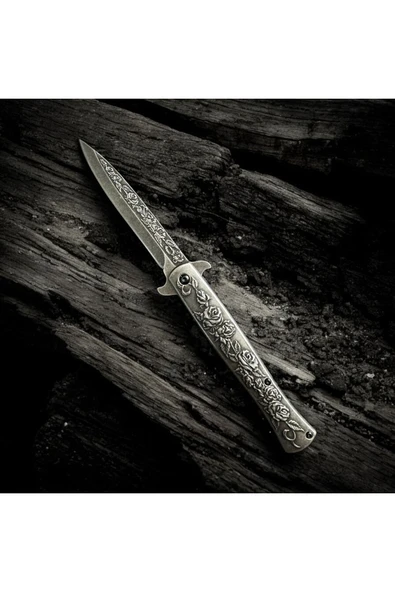 VAS.QUE Otantik Gül Desenli Çelik Çakı - Resim 2