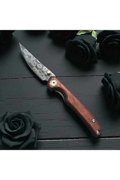 VAS.QUE El Yapımı Orjinal Damasgus Çelik Çakı - Resim 3